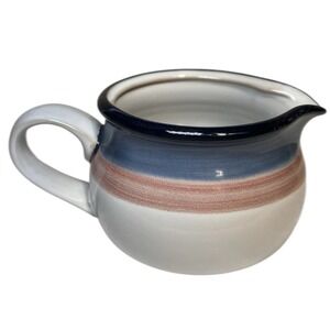 Noritake TIMBERLAKE Creamer Blue Brown Stripe Stoneware Blue Mauve 80's